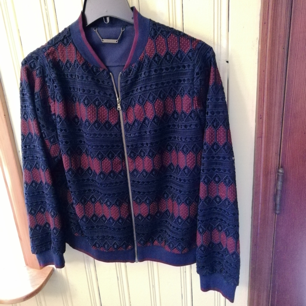 Trina Turk Luxury Lace Bomber Jacket, XL - Picture 4 of 11